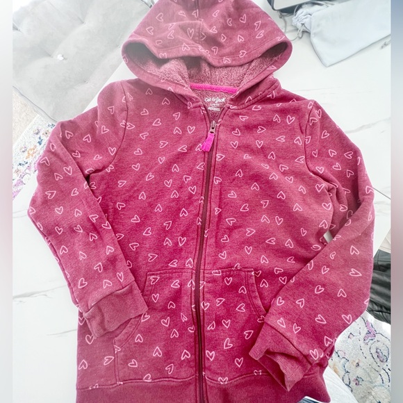 Cat & Jack Girls Heart Zip Up Sweatshirt - Picture 1 of 4